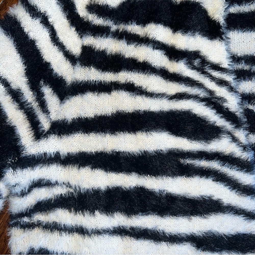 Loft | Fuzzy Zebra Print Open Cardigan - image 5